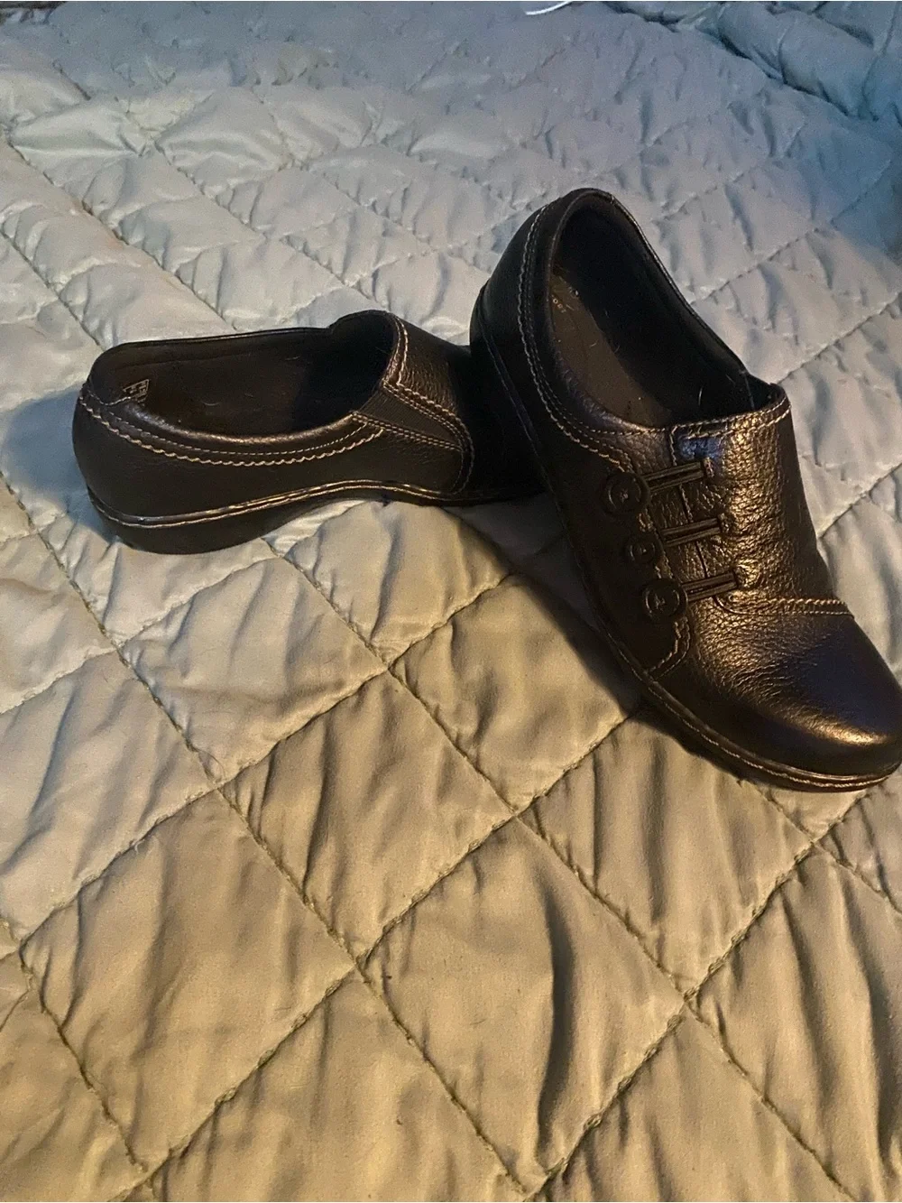 Clarks Black Leather Slip-On Loafers